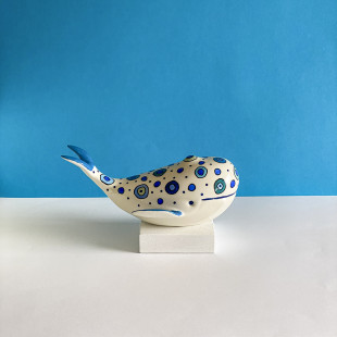 MOBY BALENA IN CERAMICA DOTS BLUE