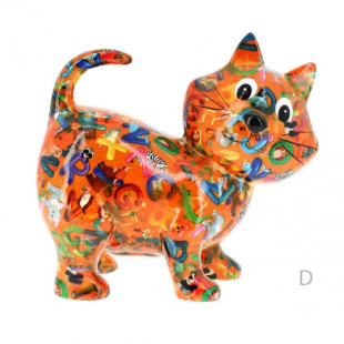 SALVADANAIO GATTO KIKI M ARANCIO DECORO LETTERE