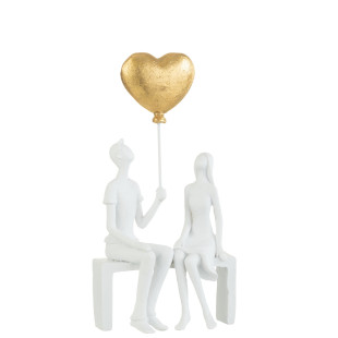 SCULTURA COPPIA SEDUTA CUORE ORO