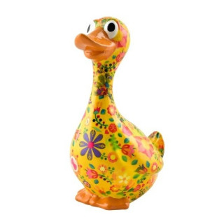 SALVADANAIO GOOSE GASTON M GIALLO DECORO FIORI