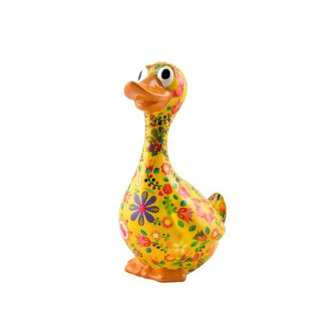 SALVADANAIO GOOSE GASTON M GIALLO DECORO FIORI