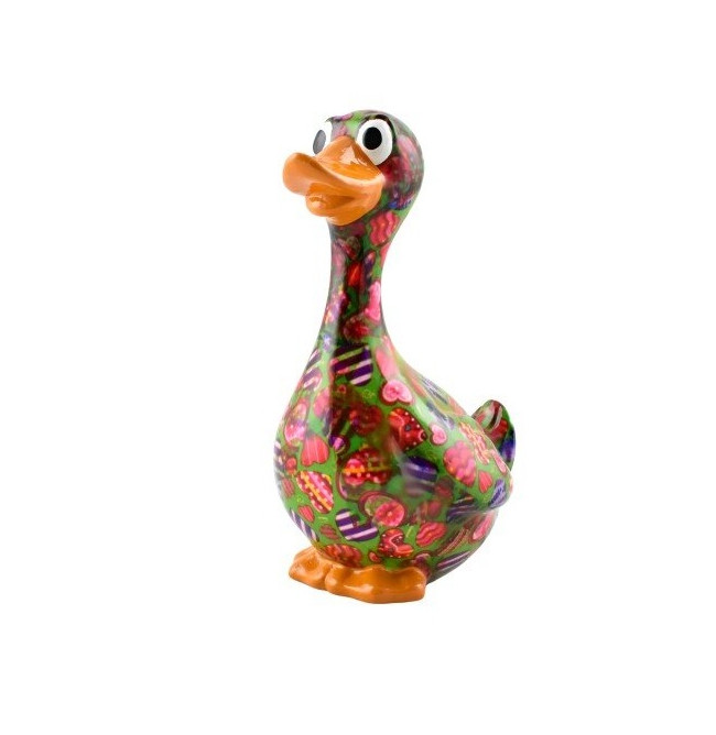 SALVADANAIO GOOSE GASTON M VERDE DECORO CUORI