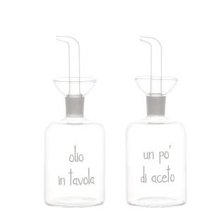 SET "OLIO IN TAVOLA-UN PO' DI ACETO" 250ML DECORO BIANCO