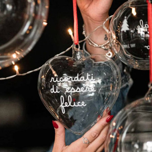 PALLINA CUORE 11CM "RICORDATI DI ESSERE FELICE"