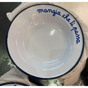 PIATTO SMALTATO "MANGIA CHE TI PASSA"