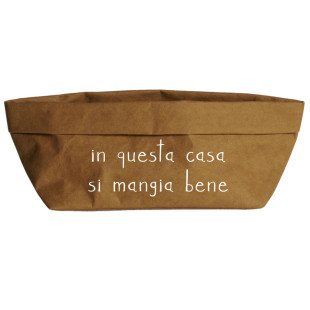 CONTENITORE IN CELLULOSA "IN QUESTA CASA SI MANGIA BENE" 24x12 AVANA