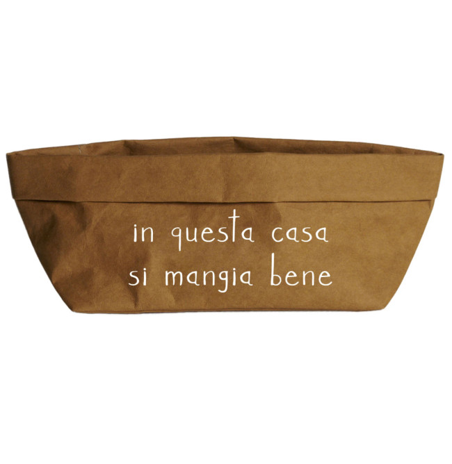 CONTENITORE IN CELLULOSA "IN QUESTA CASA SI MANGIA BENE" 24x12 AVANA