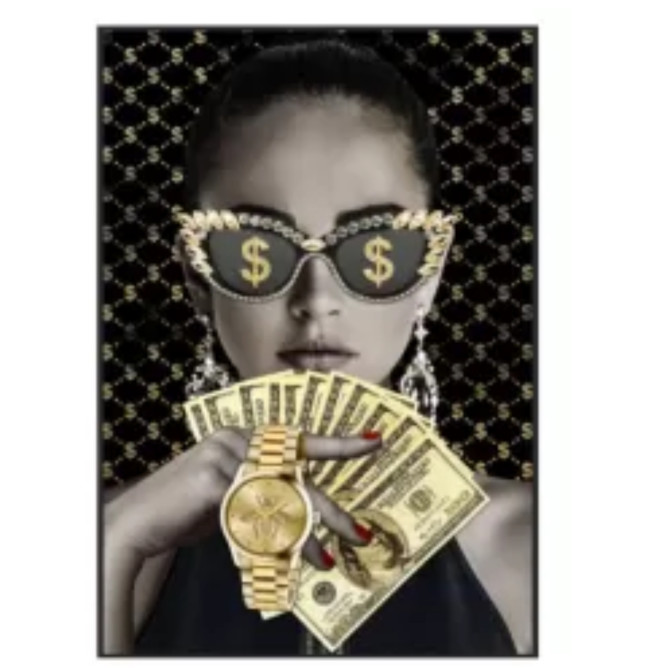 QUADRO IN VETRO MONEY 80X120