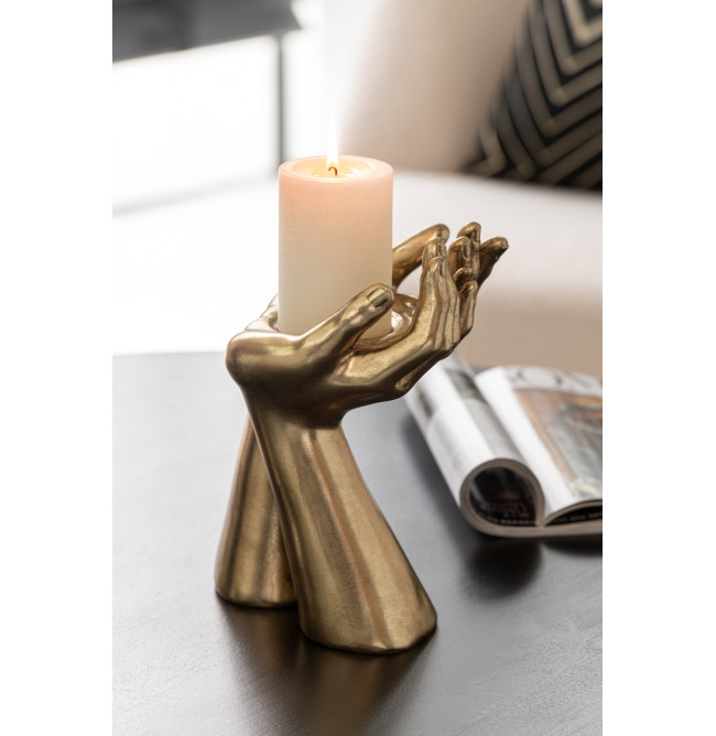 PORTA CANDELA MANI ORO