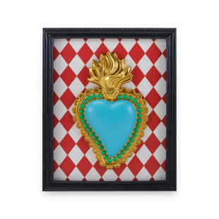 CORNICE DECORATIVA RETTANGOLARE CUORE E ROMBI ROSSI