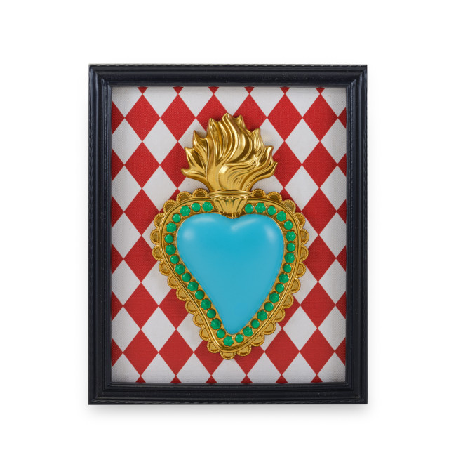 CORNICE DECORATIVA RETTANGOLARE CUORE E ROMBI ROSSI