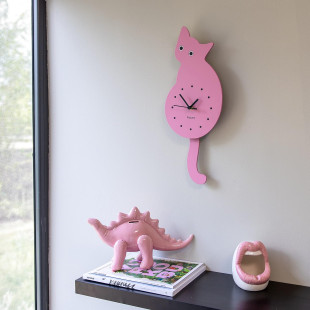 OROLOGIO A PARETE GATTO ROSA