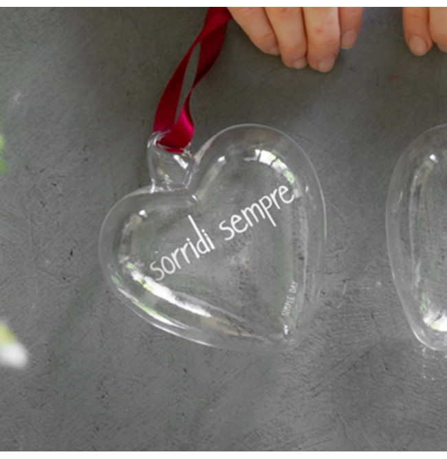 PALLINA CUORE 11CM "SORRIDI SEMPRE"