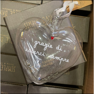 PALLINA CUORE 11CM "GRAZIE DI ESSERCI SEMPRE"