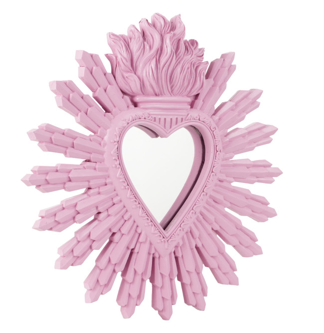 SPECCHIO EX VOTO RESINA ROSA CON RAGGI