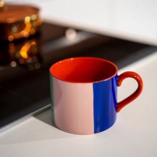 TAZZA COLAZIONE IN STONEWARE ROSA
