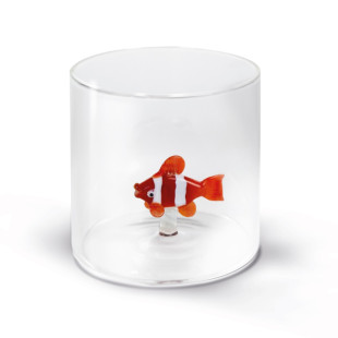 BICCHIERE DECORO PESCE PAGLIACCIO