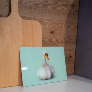 TAGLIERE IN VETRO DECORO AGLIO