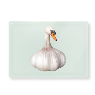 TAGLIERE IN VETRO DECORO AGLIO