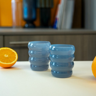 SET DUE BICCHIERI IN VETRO - BLU