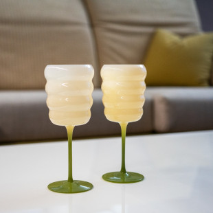 SET 2 CALICI IN VETRO - BIANCO VERDE