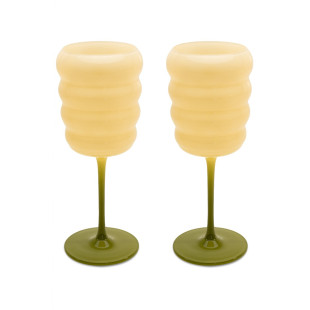 SET 2 CALICI IN VETRO - BIANCO VERDE