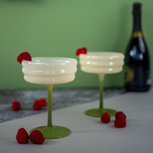 SET 2 CALICI CHAMPAGNE IN VETRO - BIANCO VERDE