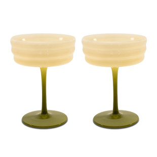 SET 2 CALICI CHAMPAGNE IN VETRO - BIANCO VERDE