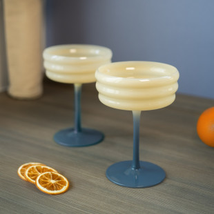 SET 2 CALICI CHAMPAGNE IN VETRO - BIANCO BLU