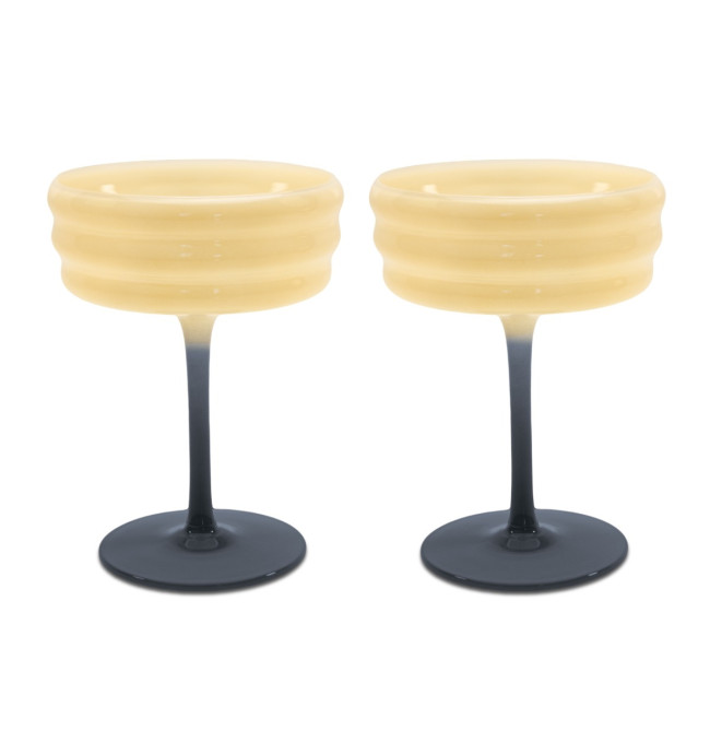 SET 2 CALICI CHAMPAGNE IN VETRO - BIANCO BLU