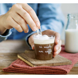SET 4 TAZZINE "CI VUOLE UN CAFFE'" DECORO BIANCO