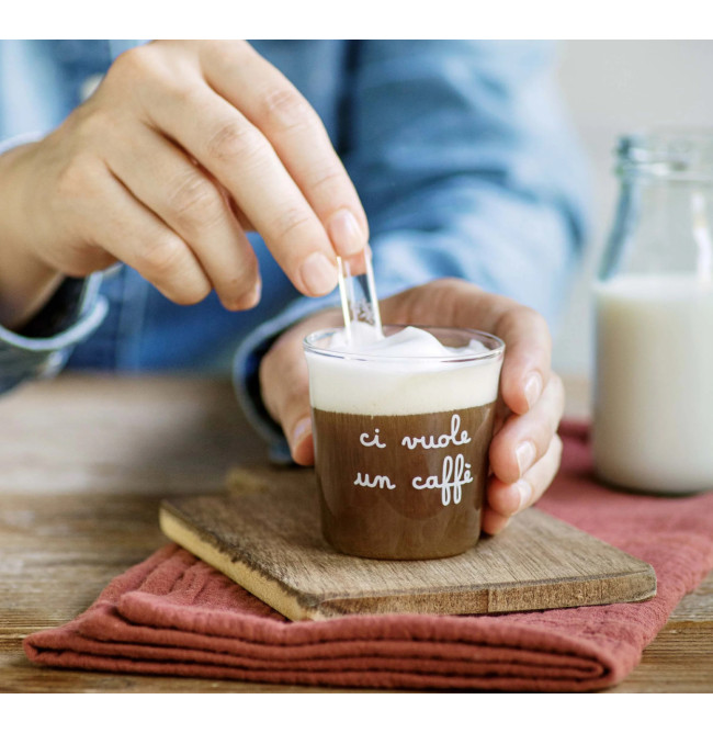 SET 4 TAZZINE "CI VUOLE UN CAFFE'" DECORO BIANCO