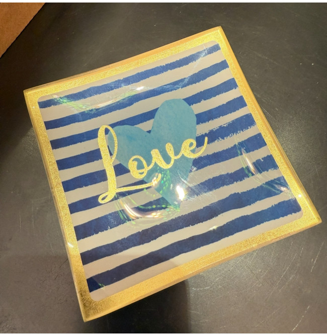 PIATTINO QUADRATO LOVE RIGHE
