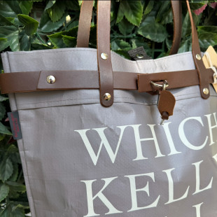 BORSA MANIFATTURE PICO - KELLY GRIGIA SCRITTA BIANCA