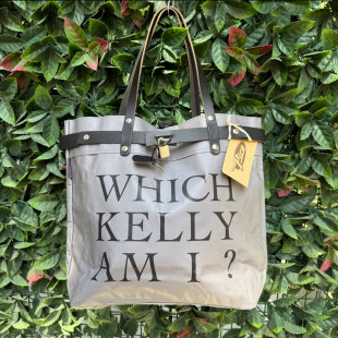 BORSA MANIFATTURE PICO - KELLY GRIGIA SCRITTA NERA
