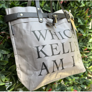 BORSA MANIFATTURE PICO - KELLY GRIGIA SCRITTA NERA