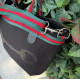 BORSA MANIFATTURE PICO - STRIPES CANVAS NERA SCRITTA NERA