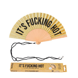 VENTAGLIO "IT'S FUCKING HOT" GLITTER GOLD