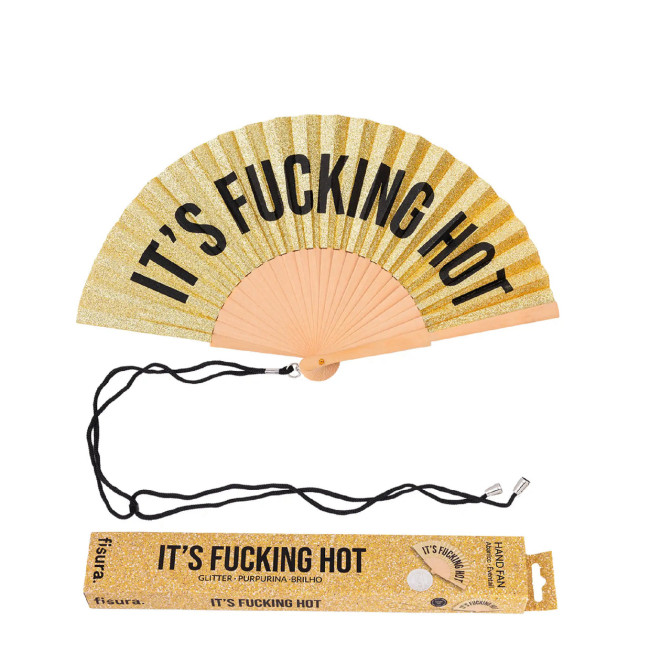 VENTAGLIO "IT'S FUCKING HOT" GLITTER GOLD
