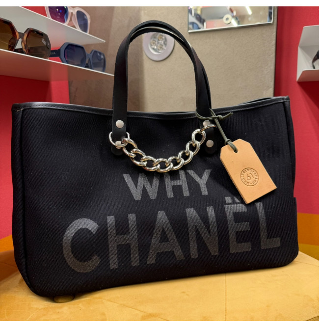 BORSA MANIFATTURE PICO - BAGUETTE CANVAS CHANEL NERA