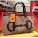 BORSA MANIFATTURE PICO - BAGUETTE CANVAS STRIPES FANGO