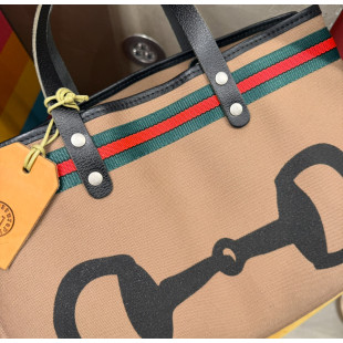BORSA MANIFATTURE PICO - BAGUETTE CANVAS STRIPES FANGO