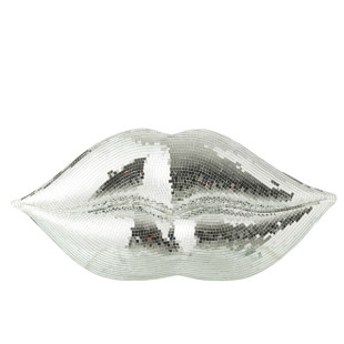 DECORAZIONE PARETE LABBRA SPECCHIO ARGENTO