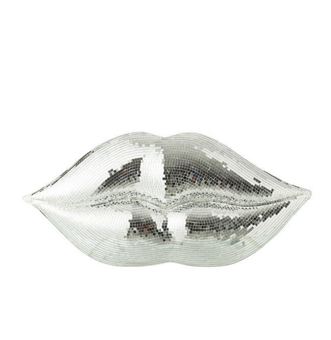 DECORAZIONE PARETE LABBRA SPECCHIO ARGENTO