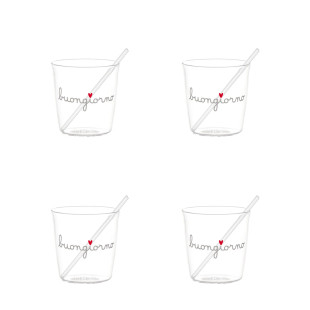 SET 4 TAZZINE "CI VUOLE UN CAFFE'" DECORO BIANCO