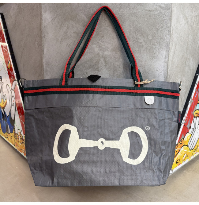 BORSA MANIFATTURE PICO - XXL STRIPES GRIGIA