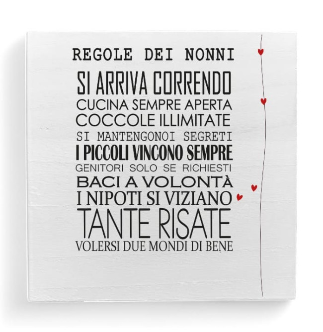 QUADRETTO IN LEGNO "REGOLE DEI NONNI"
