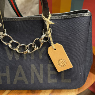 BORSA MANIFATTURE PICO - BAGUETTE CANVAS CHANEL BLU NOTTE