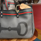BORSA MANIFATTURE PICO - BAGUETTE CANVAS STRIPES GRIGIA
