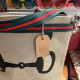 BORSA MANIFATTURE PICO - STRIPES CANVAS NEUTRO STAFFA NERA